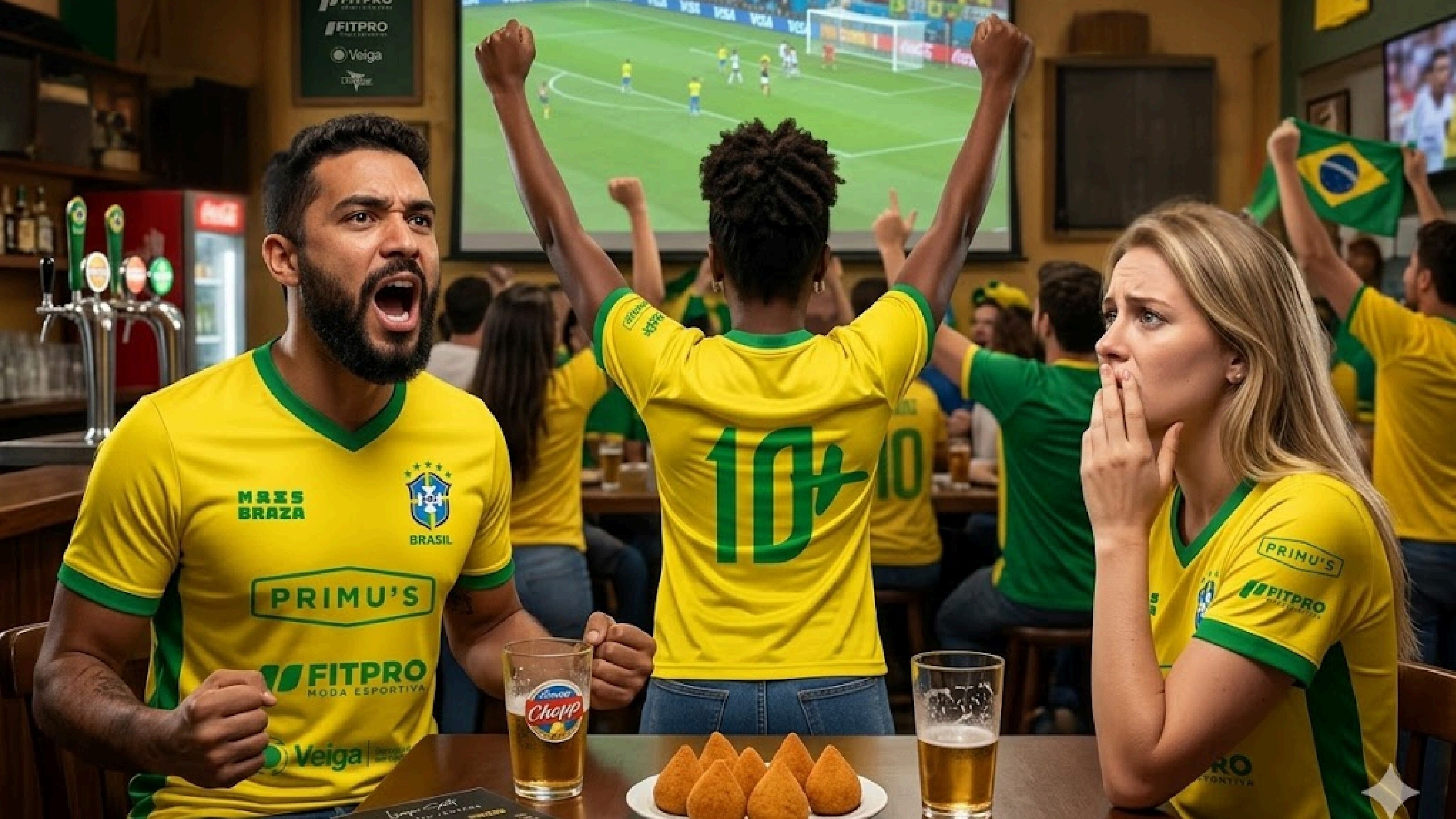 Galera assistindo o jogo no Primu's